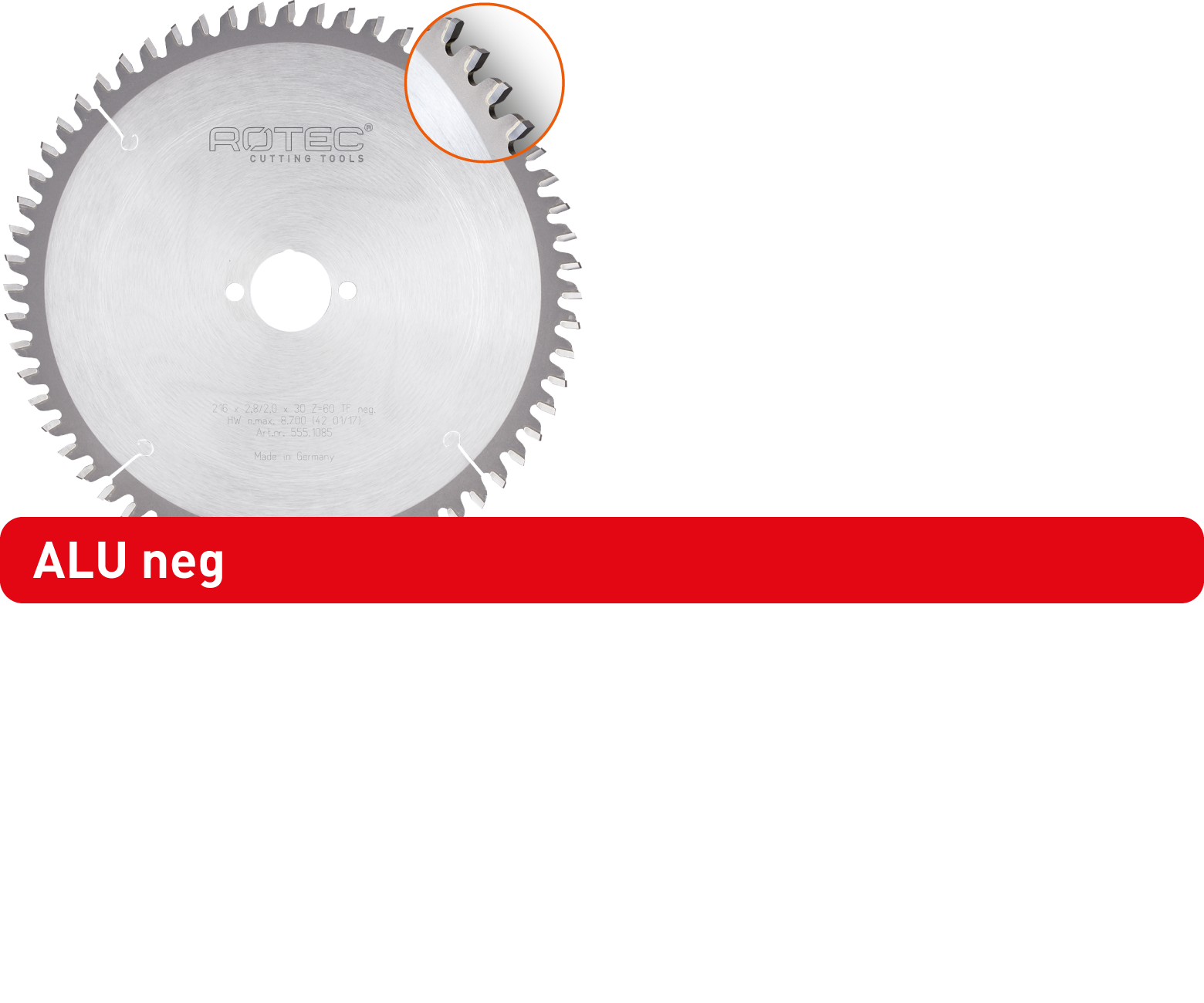 TCT saw blade for non-ferrous metals (portable machines)
