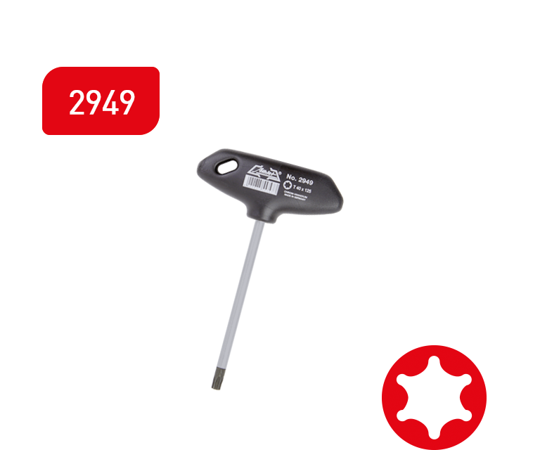 Key for Torx screws with T-handle